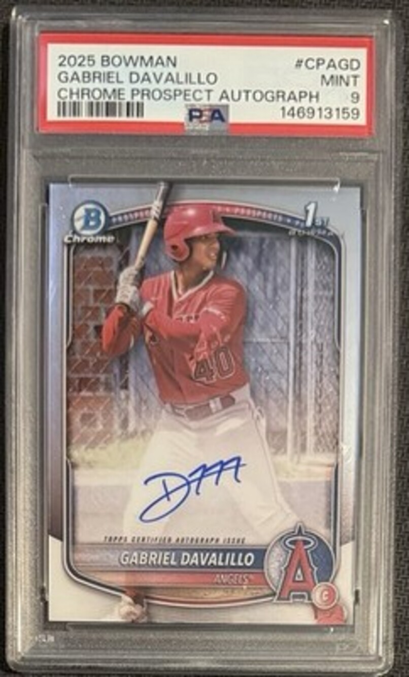 Topps 2025 Bowman Chrome Gabriel Davalillo RC Auto PSA 9 Angels #CPA-GD /499